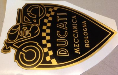 Meccanica logo large embossed decal gold black